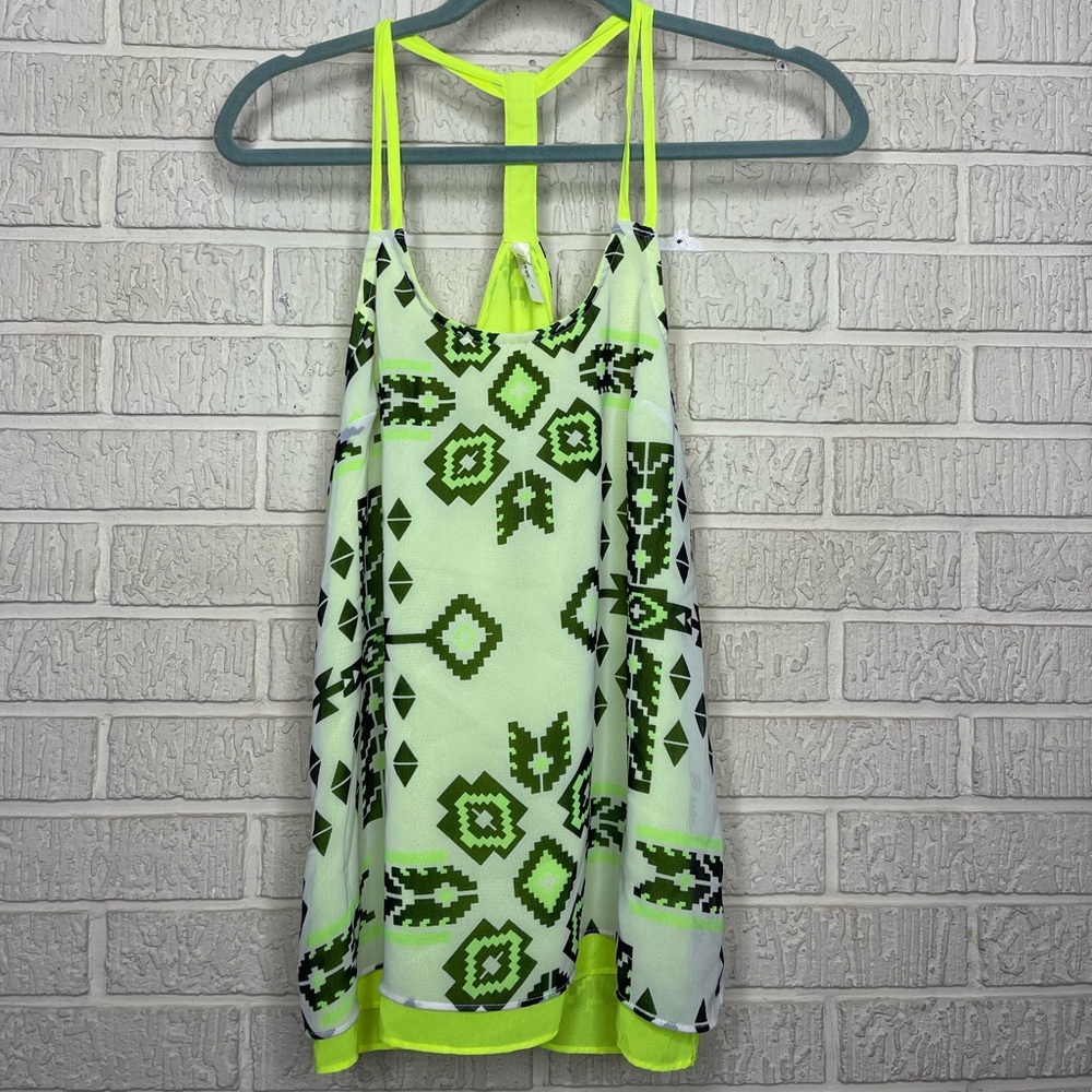 Neon Green&Black&White Size Large Tank Top